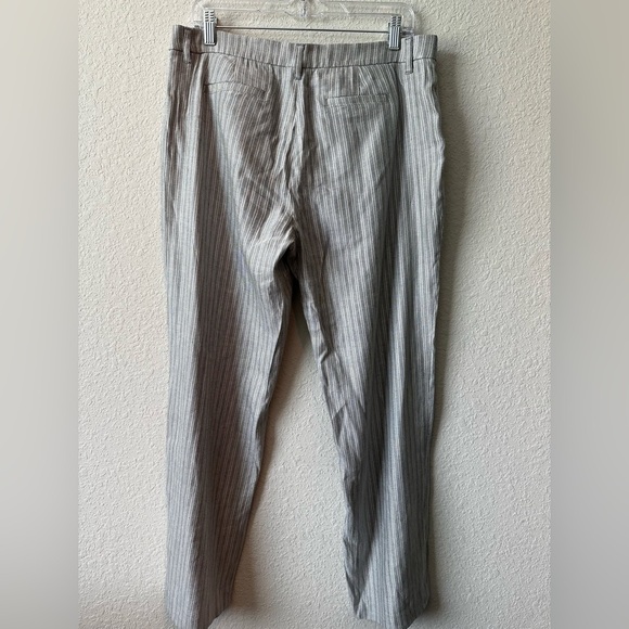 New J. Jill Light Gray Striped Wide - Leg Linen Stretch Pants Size 12 Petite - Picture 6 of 12